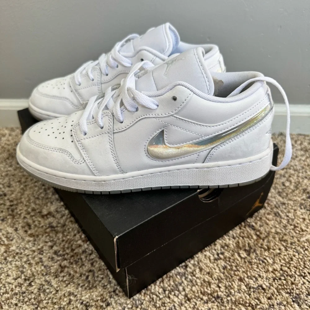 Air Jordan 1 Low Glitter Swoosh Sneakers